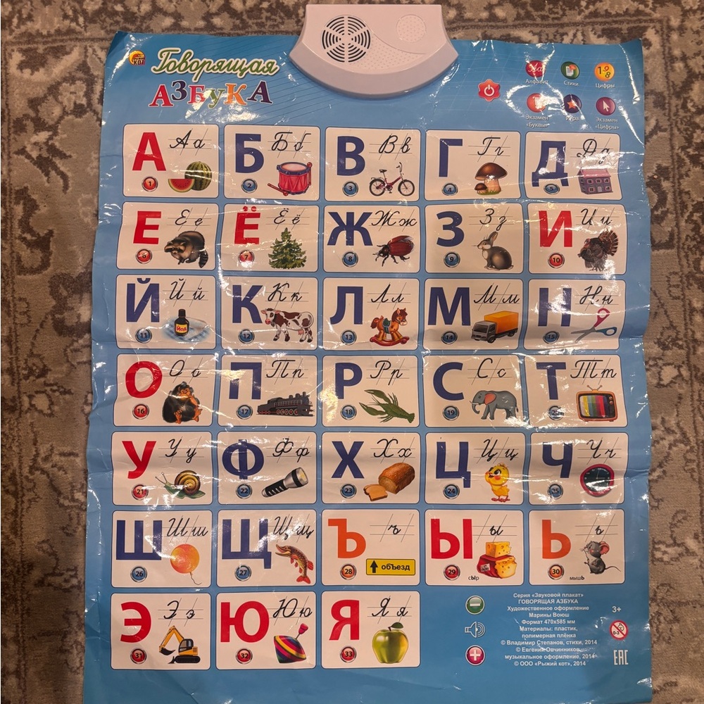 Electronic Interactive Alphabet Wall Chart, Russian Language